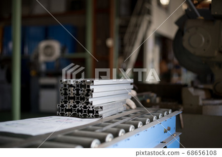 Cutting of aluminum frame with metal saw Cutting of aluminum frame with metal saw 68656108
