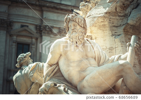 Statue of Zeus in Fountain, Piazza Navona, Rome, 68656689