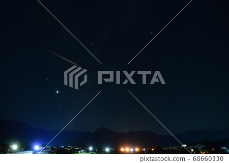 Hakushu-cho, Hokuto-shi, Perseid meteor shower on the Southern Alps 68660330