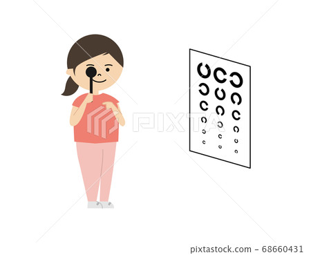 一個女孩做視力測試的插圖 68660431