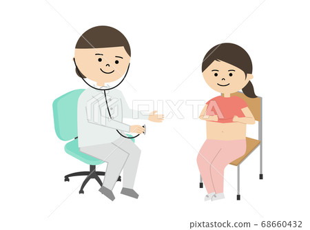 接受內科醫學檢查的女孩的插圖 68660432