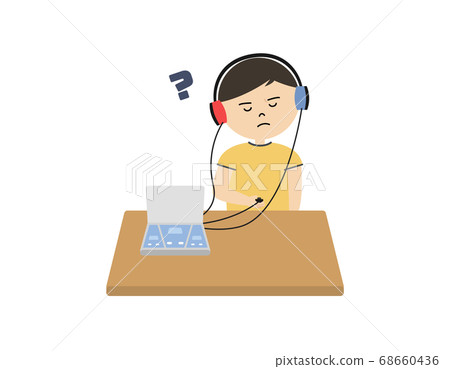 Illustration of a boy with a hearing loss 68660436