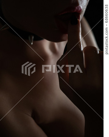 Brunette girl in a cat mask 68660638