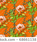 Poppies stripped seamless pattern. Abstract poppy seamless pattern for textile design. Floral seamless vector pattern. Graphic modern pattern. Vector illustration background. Vector design print 68661138