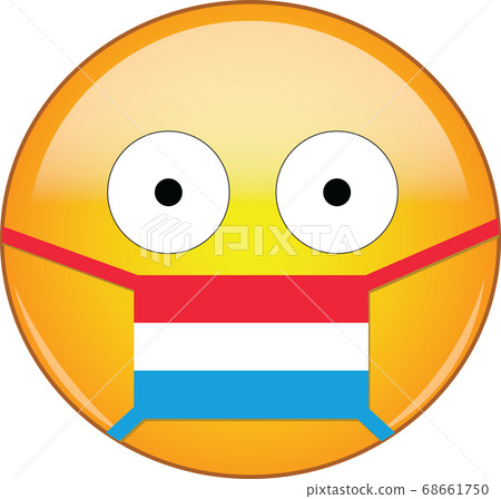 Yellow scared emoji in Luxembourger medical mask Yellow scared emoji in Luxembourger medical mask 68661750