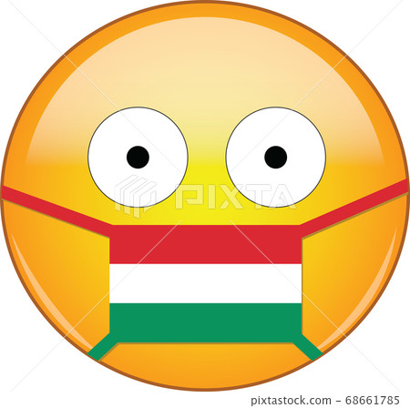 Yellow scared emoji in Hungarian medical mask 68661785