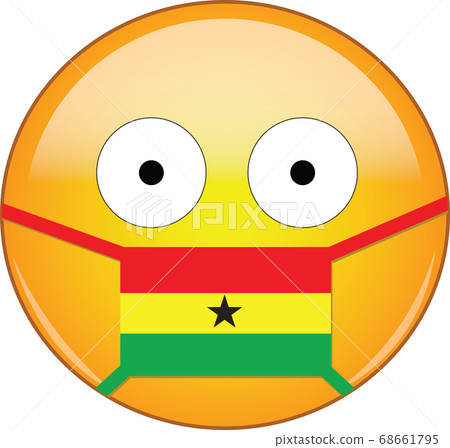 Yellow scared emoji in Ghanaian medical mask Yellow scared emoji in Ghanaian medical mask 68661795