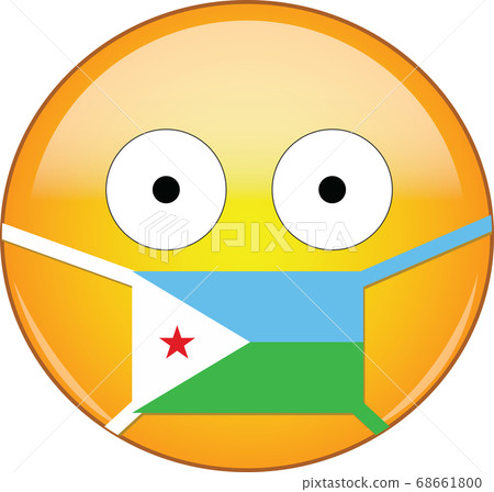 Yellow scared emoji in Djiboutian medical mask 68661800