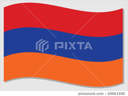 Waving flag of Armenia vector graphic. Waving Waving flag of Armenia vector graphic. Waving 68661890