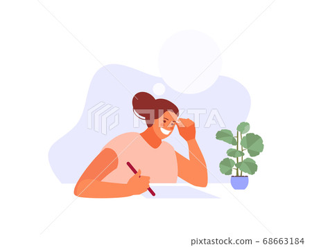 Writing girl student author vector Writing girl student author vector 68663184
