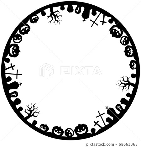 萬聖節剪影圓框 68663365