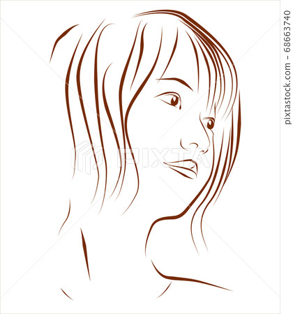 側身看一個女人的線描插圖 68663740