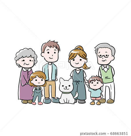 祖父母與子女，有寵物的家庭 68663851