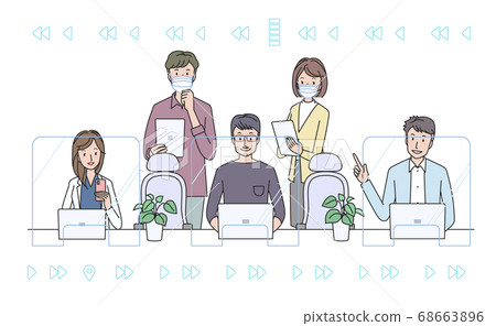 Women and men working in social distance 68663896