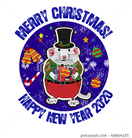 2020 Christmas mouse stickers. 2020 Chinese New Year of the Rat. Dedicated to the year of the mouse. Funny mice play musical instruments. For design and cards. 2020 Christmas mouse stickers. 2020 Chinese New Year of the Rat. Dedicated to the year of the mouse. Funny mice play musical instruments. For design and cards. 68664205