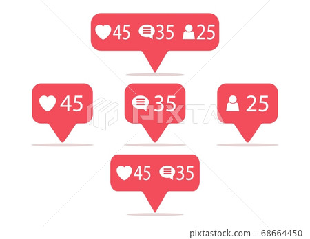 Social network icons pack. Like, comment, follow. 68664450