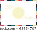 Traditional illustration with five-colored border, full moon and clouds well depicted 68664707