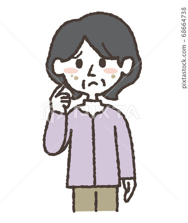 一個老婦人關注污漬的插圖 一個老婦人關注污漬的插圖 68664738