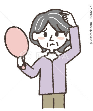 一個關心白髮的老婦人的插圖 一個關心白髮的老婦人的插圖 68664740