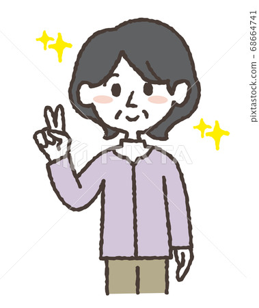 給和平標誌的祖母的插圖 給和平標誌的祖母的插圖 68664741