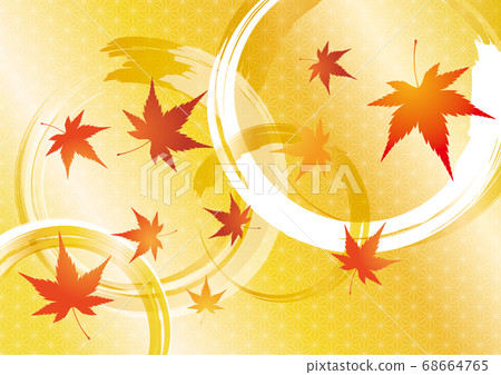 Japanese style background of autumn leaves and Japanese pattern Japanese style background of autumn leaves and Japanese pattern 68664765