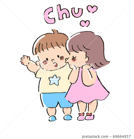 嚼著臉頰嬰兒的插圖 68664857