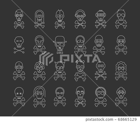 Skull and Crossbones line art Skull and Crossbones line art 68665129