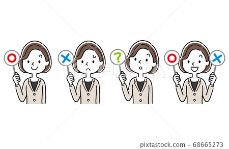 Vector material: young woman answering a question, businesswoman, set Vector material: young woman answering a question, businesswoman, set 68665273