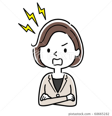 Vector illustration material: angry young woman, businesswoman 68665282