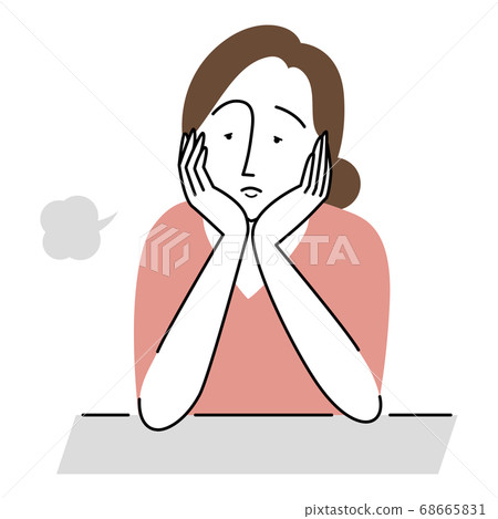 A woman with a cane and a depressed look A woman with a cane and a depressed look 68665831