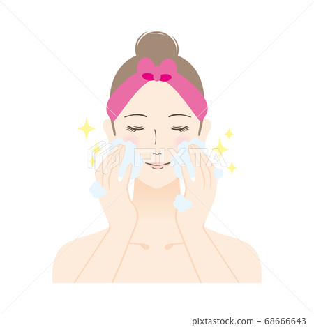 Illustration of a woman washing her face Illustration of a woman washing her face 68666643