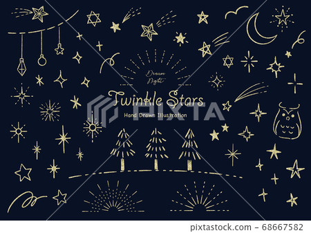 手繪插圖集的時尚星星閃閃發光 手繪插圖集的時尚星星閃閃發光 68667582