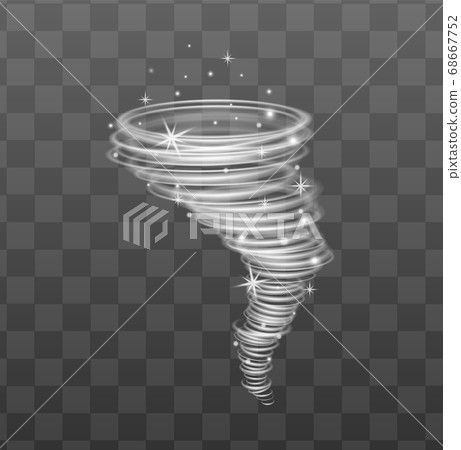 Lighting glowing whirlwind or tornado 3d realistic vector illustration isolated. Lighting glowing whirlwind or tornado 3d realistic vector illustration isolated. 68667752
