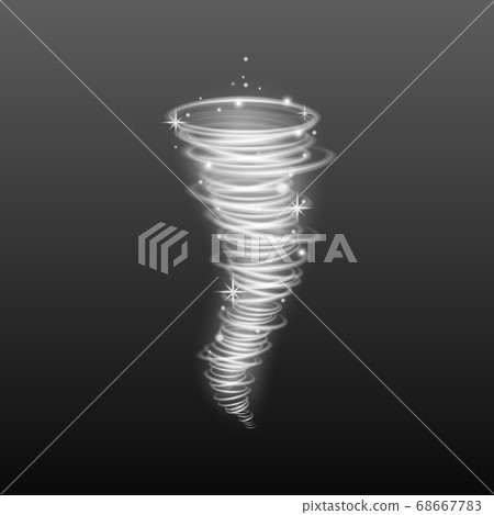 Shining illuminated whirlwind or glowing tornado realistic vector illustration. Shining illuminated whirlwind or glowing tornado realistic vector illustration. 68667783