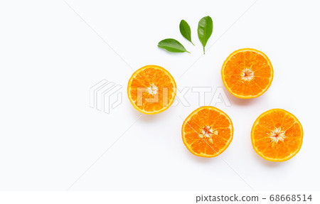 Oranges on white background. Copy space Oranges on white background. Copy space 68668514