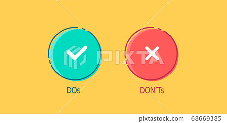 Do and Dont check tick mark and red cross vector isolated icons Do and Dont check tick mark and red cross vector isolated icons 68669385
