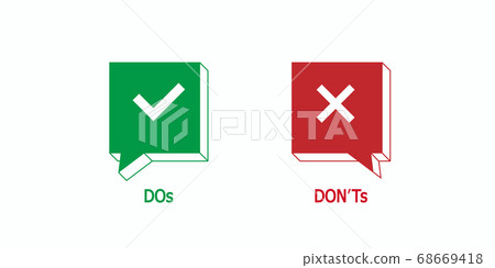 Green tick, red cross vector isolated illustration Green tick, red cross vector isolated illustration 68669418