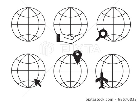 Globe earth vector outline icons set. Worldwide go to web symbols collection 68670832