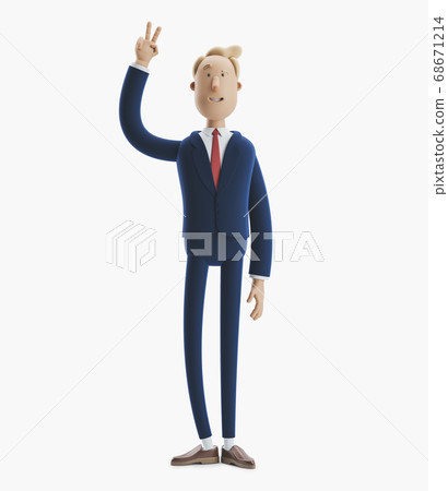businessman showing victory sign businessman showing victory sign 68671214