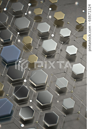 Abstract technological hexagonal background. 3d 68671324