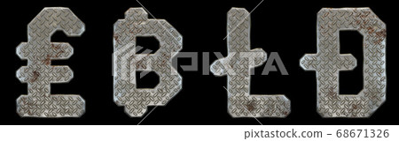 Set of symbols lira, bitcoin, litecoin and dashcoin made of industrial metal on black background 3d 68671326