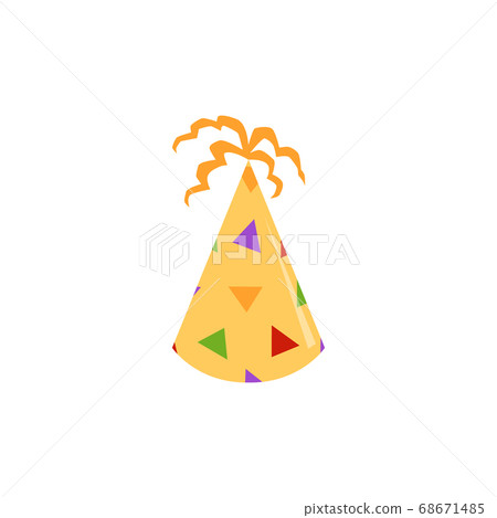 Bright yellow holiday cap or hat cartoon icon flat vector illustration isolated. Bright yellow holiday cap or hat cartoon icon flat vector illustration isolated. 68671485