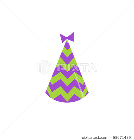 Birthday party festive striped cap flat cartoon vector illustration isolated. 68671489