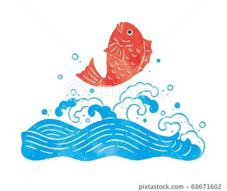 洶湧的海浪和鯛魚 68671602