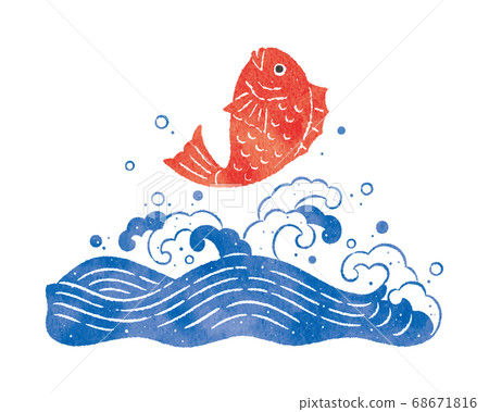 洶湧的海浪和鯛魚 洶湧的海浪和鯛魚 68671816