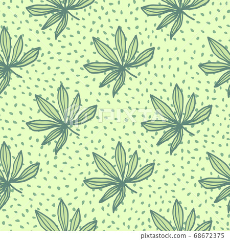Simple cannabis ornament with green outline 68672375