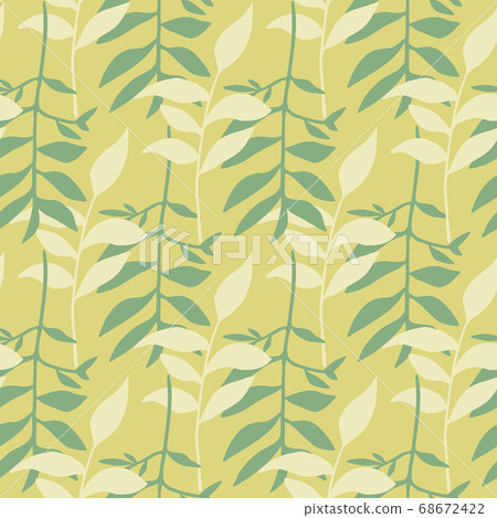 Seamless pattern with hand drawn branch leaf - Stock Illustration ...