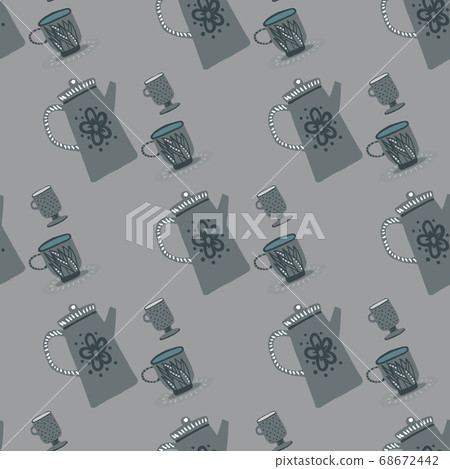 Pale seamless doodle pattern with tea ceremony - Stock Illustration ...