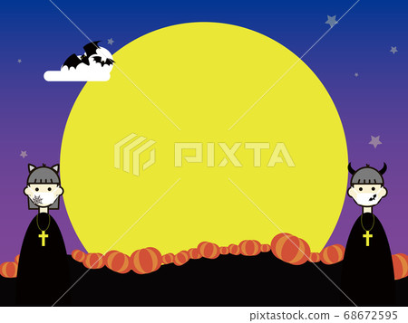 Halloween_Disguise_Mask Wear_Background夜空(滿月) Halloween_Disguise_Mask Wear_Background夜空(滿月) 68672595