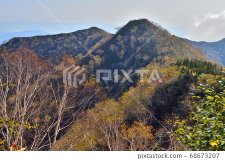 Goryudake trail, autumn leaves (yellow leaves) of Tomi Ridge Goryudake trail, autumn leaves (yellow leaves) of Tomi Ridge 68673207